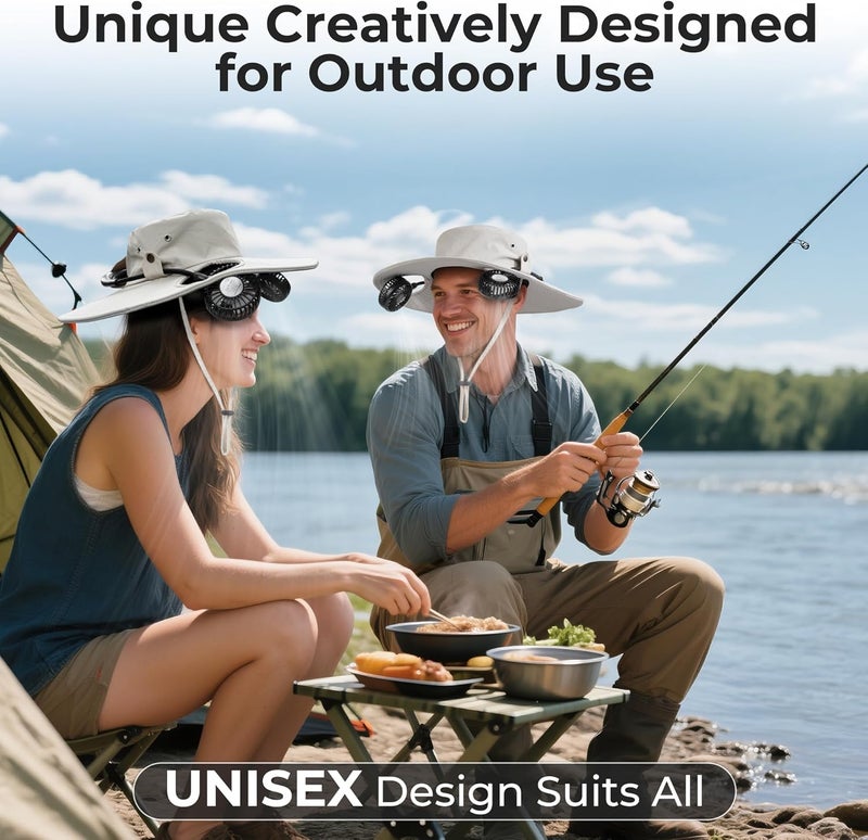 COMLIFE Cooling Sun Hat with Fan Rechargeable - UPF 50+ Wide Brim Bucket Hat for Sun Protection, 8Hrs Running Neck Fan Hat for Safari, Fishing, Gardening, Golf & Travel, Beach Essentials for Women & Men - Image 3